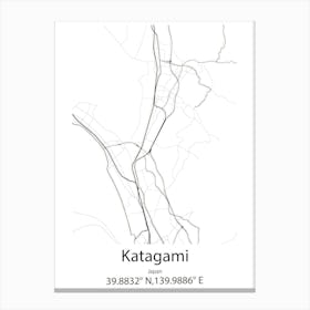 Katagami,Japan Minimalist Map Canvas Print