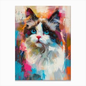 Ragdoll Cat Blue Eyes colourful painting Canvas Print