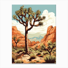  Retro Illustration Of A Typical Joshua Tree 3 Canvas Print