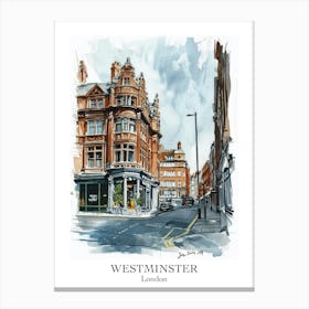 Westminster London Borough   Street Watercolour 2 Poster Canvas Print