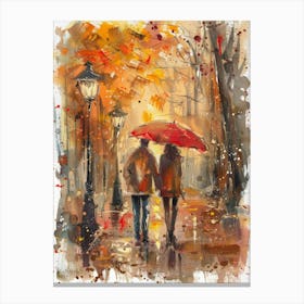 Couple Walking In The Rain 7 Canvas Print