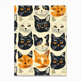 Perfectly Repeatable Artwork With Cute Cat Faces 31 Canvas Print