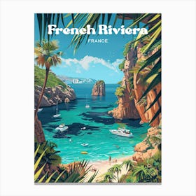 French Riviera Island Travel Art Illustration Canvas Print