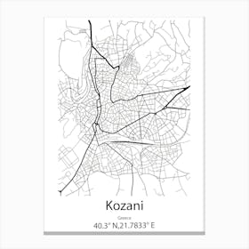 Kozani,Greece Minimalist Map Canvas Print