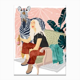 Zebra Hangout Canvas Print