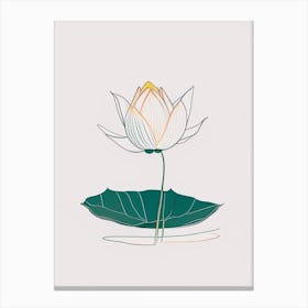 Blooming Lotus Flower In Lake Minimal Line Drawing 2 Canvas Print