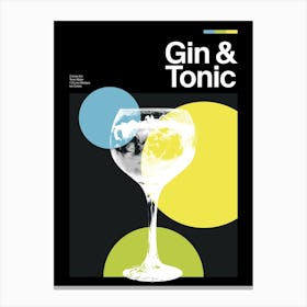 Mid Century Dark Gin And Tonic Cocktail Canvas Print