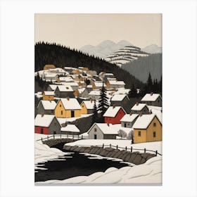Minimalist Scandinavian Village Painting (8) Canvas Print