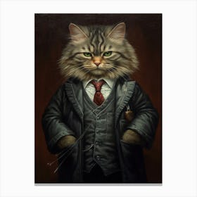 Gangster Cat American Bobtail Canvas Print