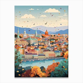 Budapest, Hungary, Geometric Illustration 3 Canvas Print
