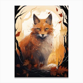 Red Fox Moon Illustration 6 Canvas Print