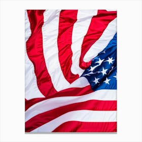 American Flag Unfurling In The Breeze Colors Transitioning From Rippled White At The Top To Rippled (6) Canvas Print