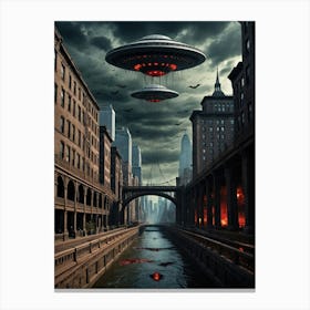 Aliens Over New York Canvas Print