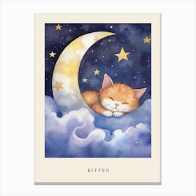 Baby Kitten 7 Sleeping In The Clouds Nursery Poster Canvas Print