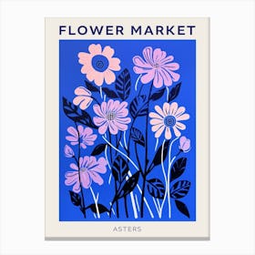 Blue Flower Market Poster Asters 7 Canvas Print