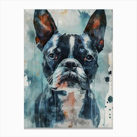 Boston Terrier Watercolor Painting 1 Canvas Print