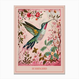 Floral Animal Painting Hummingbird 2 Poster Canvas Print