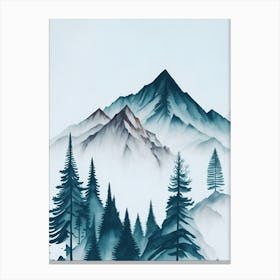 Mountain And Forest In Minimalist Watercolor Vertical Composition 378 Canvas Print