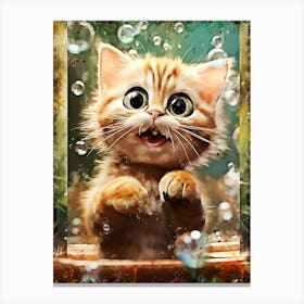 Cat With Bubbles Canvas Print