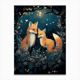 Foxes In The Forest 4 Canvas Print