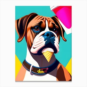 Boxer Dog With Ice Cream 1 Canvas Print