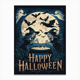 Happy Halloween Witches Canvas Print