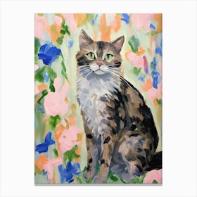 A Kurilian Bobtail Cat Painting, Impressionist Painting 1 Canvas Print