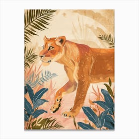 Barbary Lioness On The Prowl Illustration 6 Canvas Print