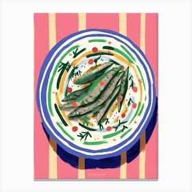A Plate Of Sardines Top View Food Illustration 2 Canvas Print