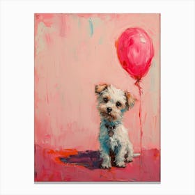Cute Dog 4 With Balloon Canvas Print