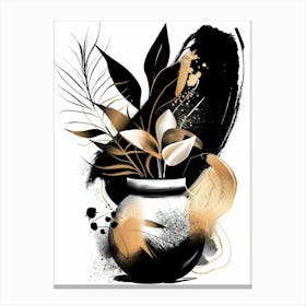 Black And Gold Vase 2 Canvas Print