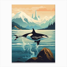 Icy Orca Whale In Ocean 2 Canvas Print