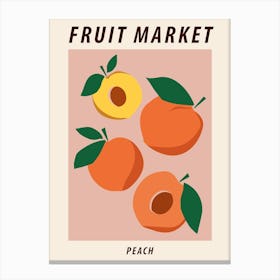 Fruit market Peach, Apricot, Retro food art Canvas Print