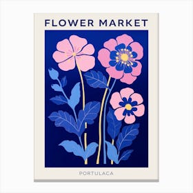 Blue Flower Market Poster Portulaca 2 Canvas Print
