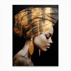 African Woman In Golden Turban Canvas Print