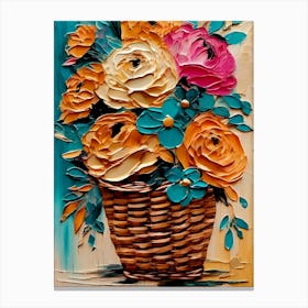 Swirls Of Flowers Basket Canvas Print