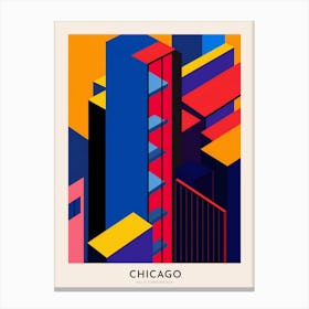 Willis Tower Skydeck Chicago Colourful Travel Poster Canvas Print