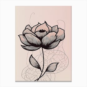 Line Art Lotus Flowers Illustration Neutral 5 Canvas Print