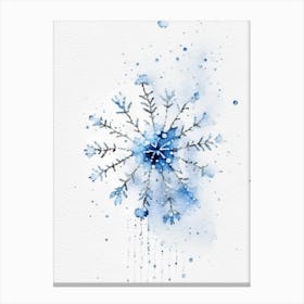 Graupel, Snowflakes, Minimalist Watercolour 5 Canvas Print