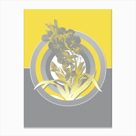 Vintage Cheiranthus Flower Botanical Geometric Art in Yellow and Gray n.121 Canvas Print