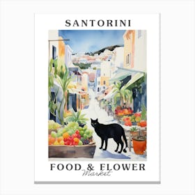 Food Market With Cats In Santorini 1 Poster Canvas Print