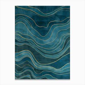 Blue And Gold Waves 1 Canvas Print