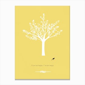 Bird and Tree - Happy Yellow Canvas Print