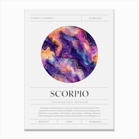 Scorpio Zodiac Sign, Tourmaline Birthstone Crystal Gem Canvas Print