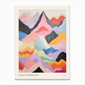 Mount Fairweather Canada And United States Colourful Mountain Illustration Poster Canvas Print