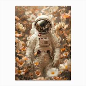 Astronaut In Flowers Canvas Print