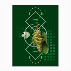 Vintage Grape Vine Botanical with Geometric Line Motif and Dot Pattern Canvas Print