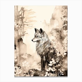 Honshu Wolf Vintage Painting 2 Canvas Print
