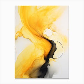 Yellow And Black Flow Asbtract Painting 0 Canvas Print