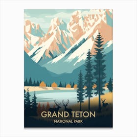 Teton National Park Vintage Travel Poster 7 Canvas Print